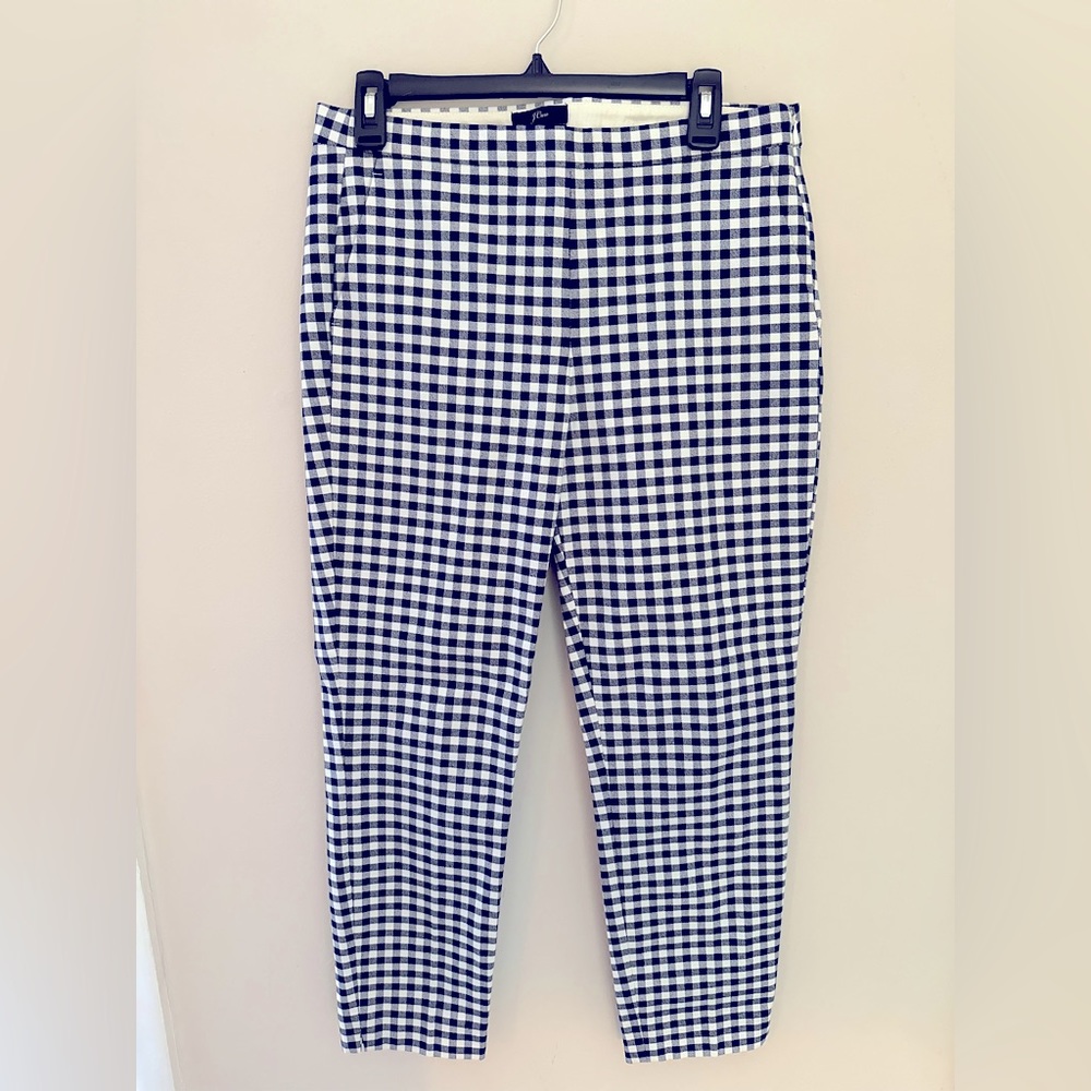 JCrew Martie pants. Gingham. Ankle length. Side Zip